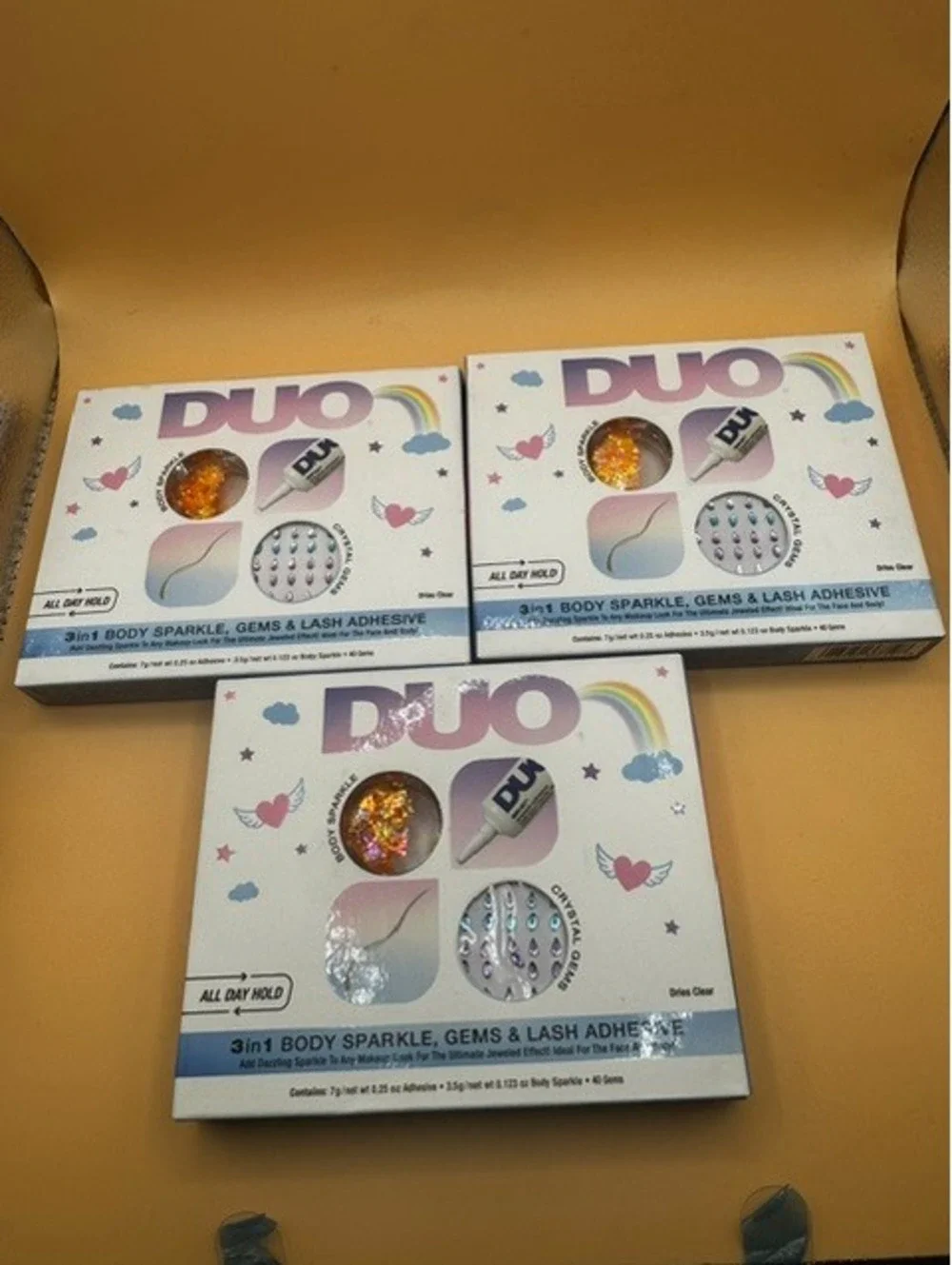 3PK Duo 3 In 1 Body Sparkle Gems & Lash Adhesive SET New